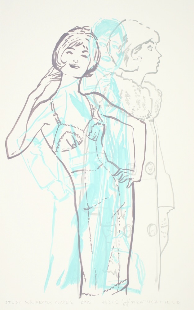 Study for Peyton Place 2.1 2016 24x16.5 gouache on watercolor paper