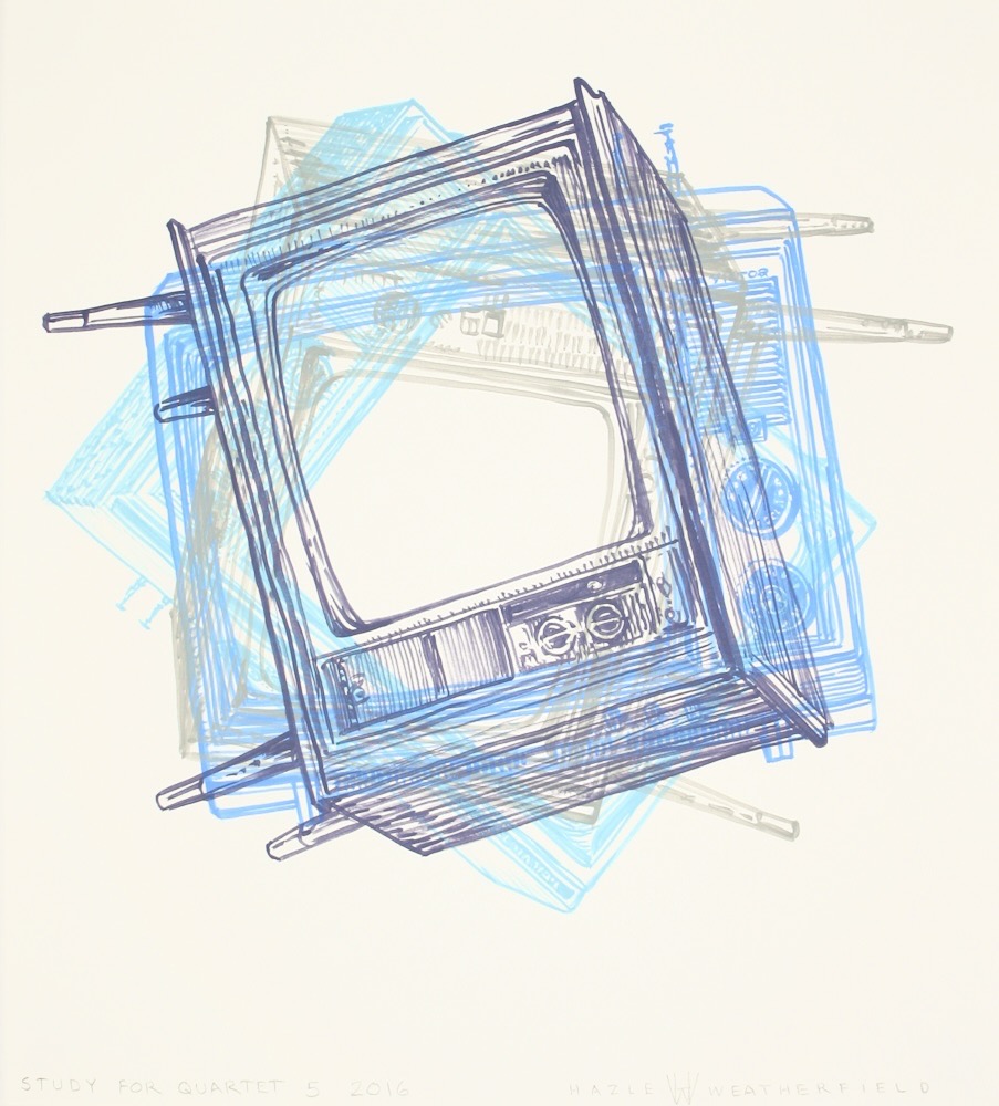Study for Quartet 5 2016 20x18 gouache and acrylic on watercolor paper