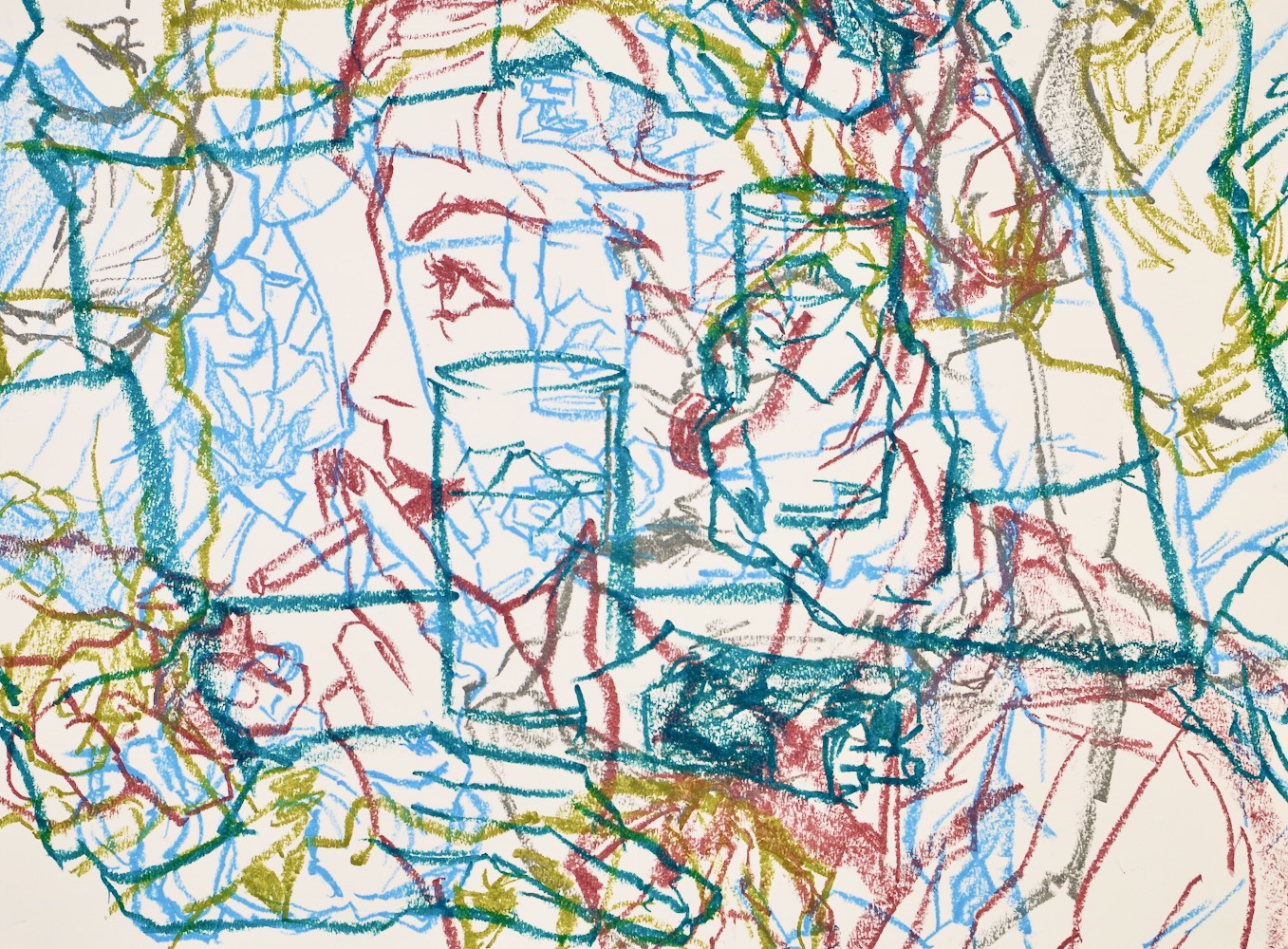 Study for Scotch and Soda 2017 18x24 oil pastel on watercolor paper