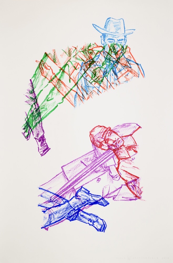 Study for Collapsing New People 2 2018 36x24 oil pastel on paper