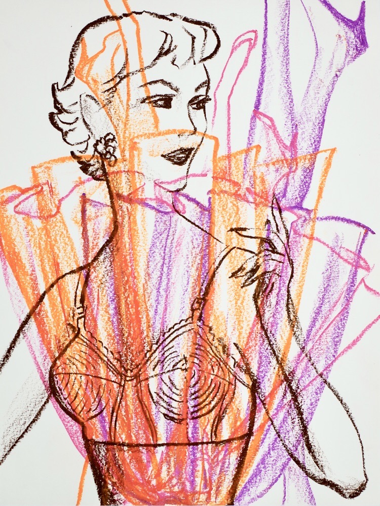 (third) Study for Printemps 2018 24x18 oil pastel on watercolor paper