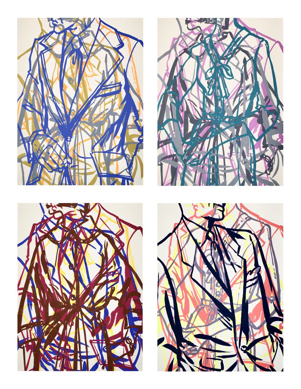 Coupled (quartet) 2019 4 panels, each: 24x18 gouache on watercolor paper