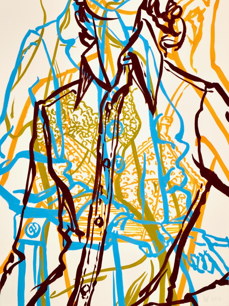 Paper Dolls 2019 24x18 gouache on watercolor paper
