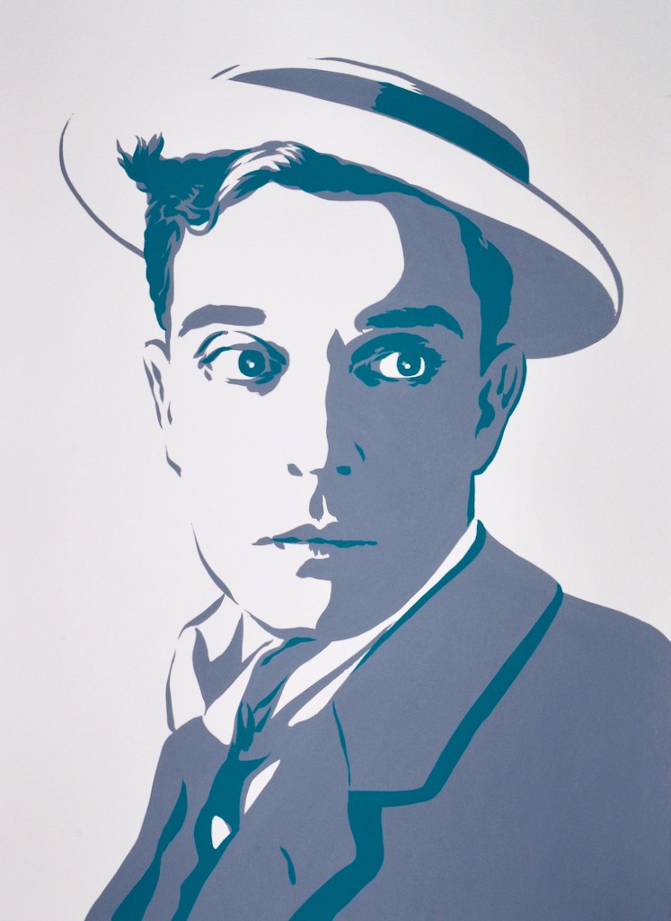 Buster Keaton 30x22 gouache on watercolor paper 2020 SOLD