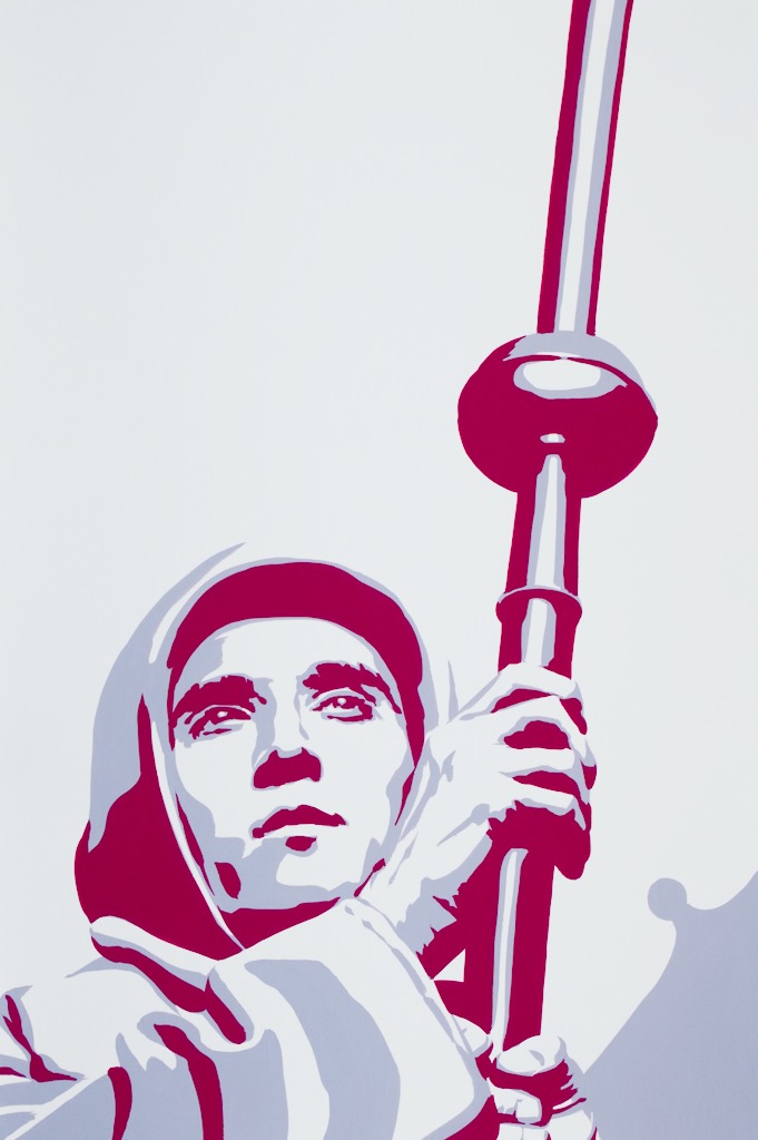 Antonin Artaud (in The Passion of Joan of Arc) left panel 36x24 gouache on watercolor paper 2020