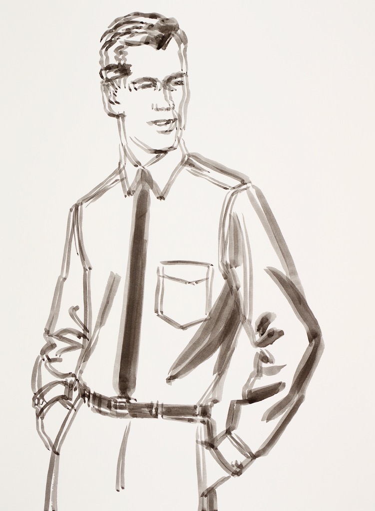 Third Portrait of Marcel Bova 30x22 ink on watercolor paper