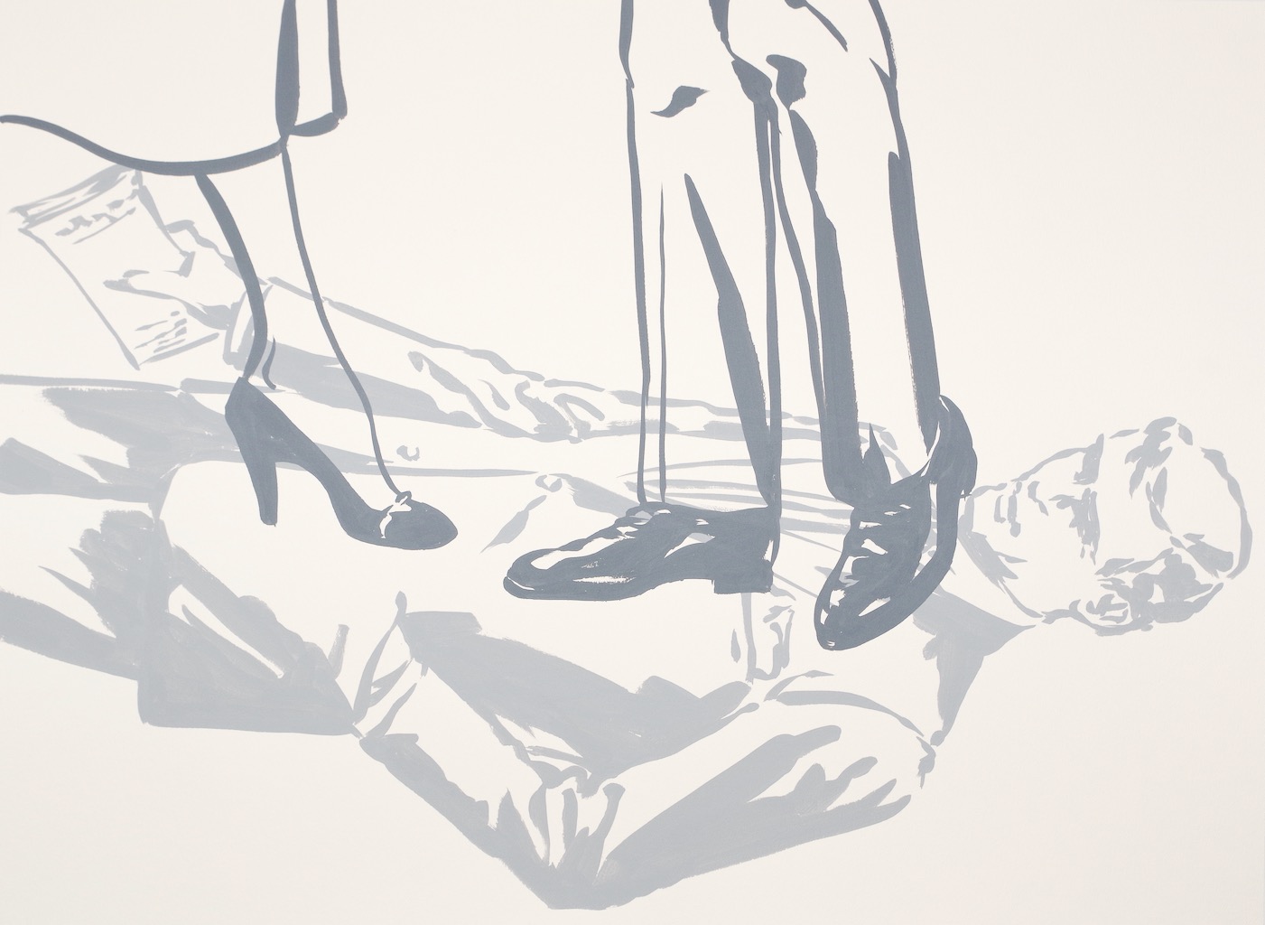 Middle-Aged White Man (supine) 22x30 gouache on watercolor paper