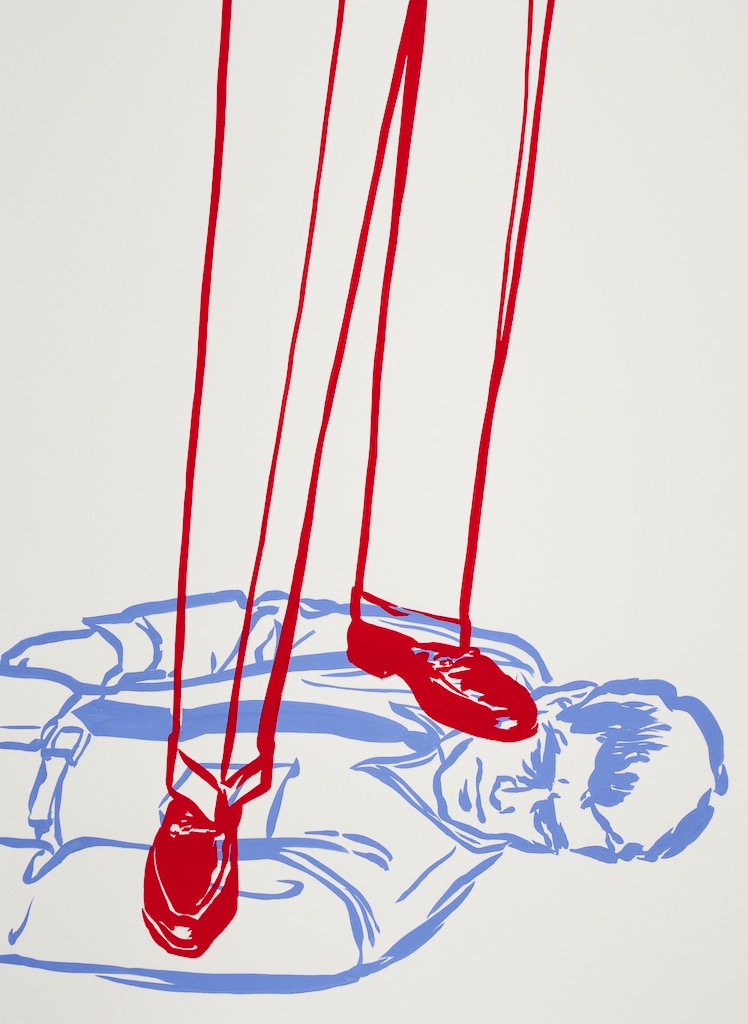 All-American Middle-Aged White Man Standing On His Own Neck  30x22 gouache on watercolor paper