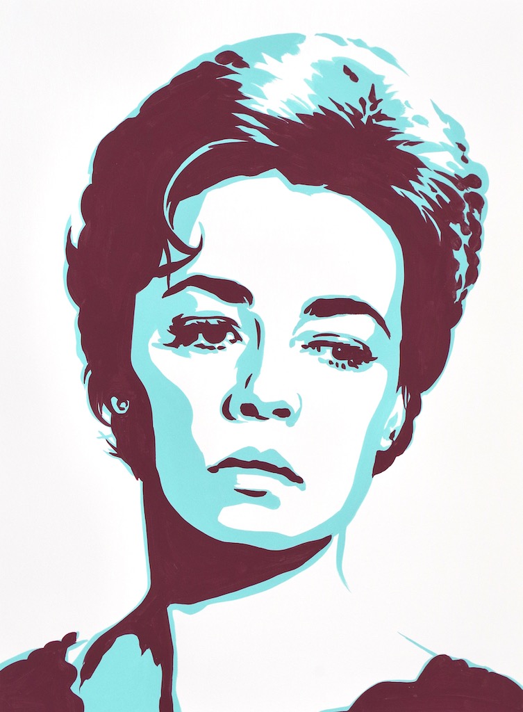 Jeanne Moreau 2 (in La Notte 1961) 30x22 gouache on watercolor paper