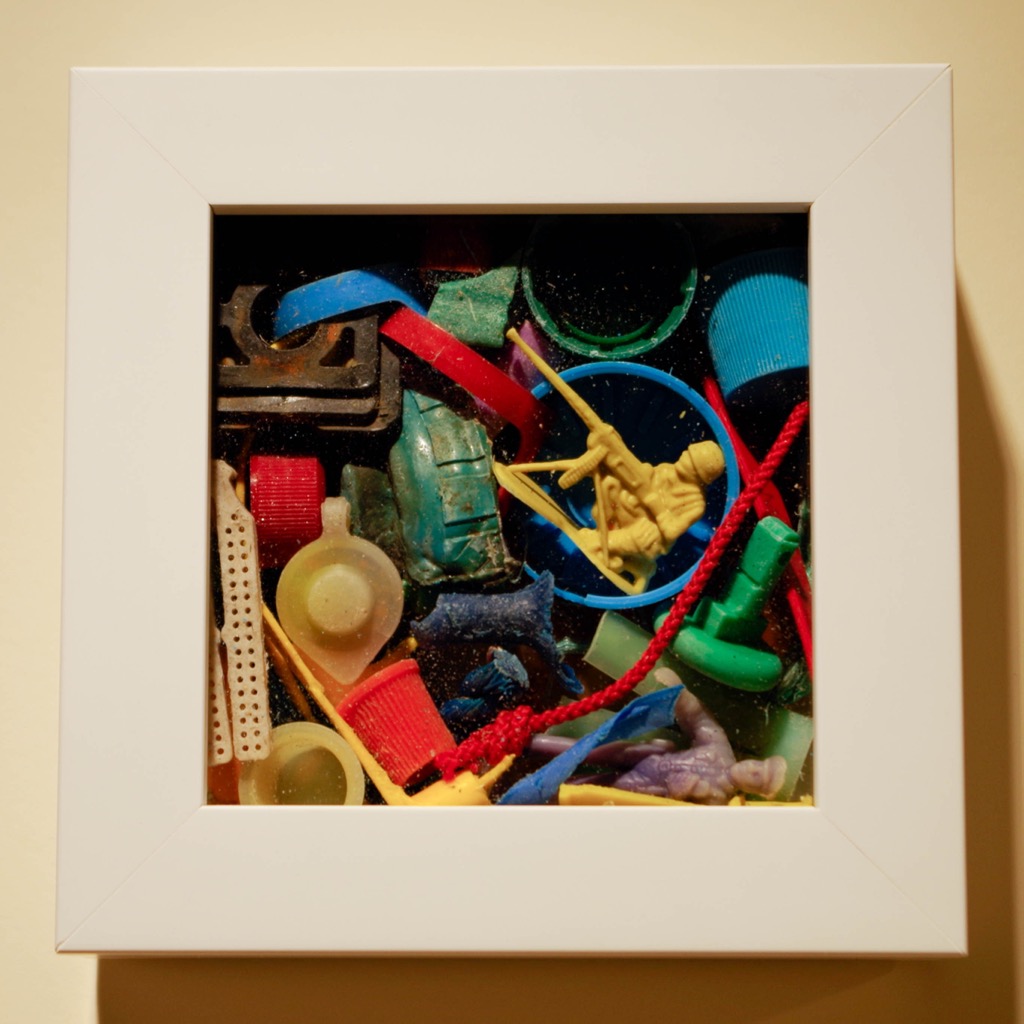 Flotsam 5 (Provincetown) 2018 6x6x2 framed found polymers