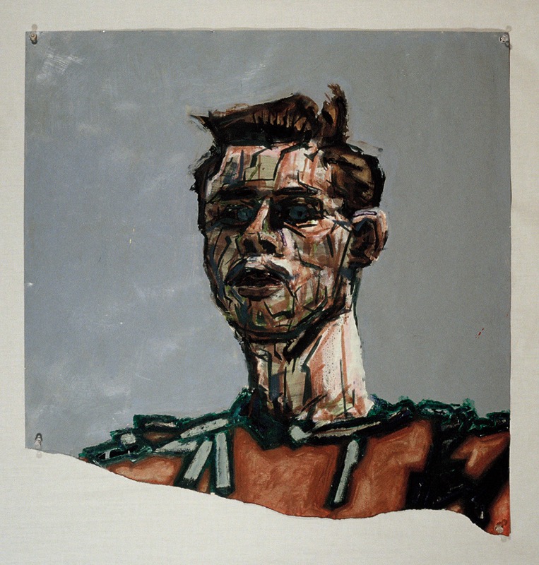 Self Portrait 1987 26x25 mixed media on paper