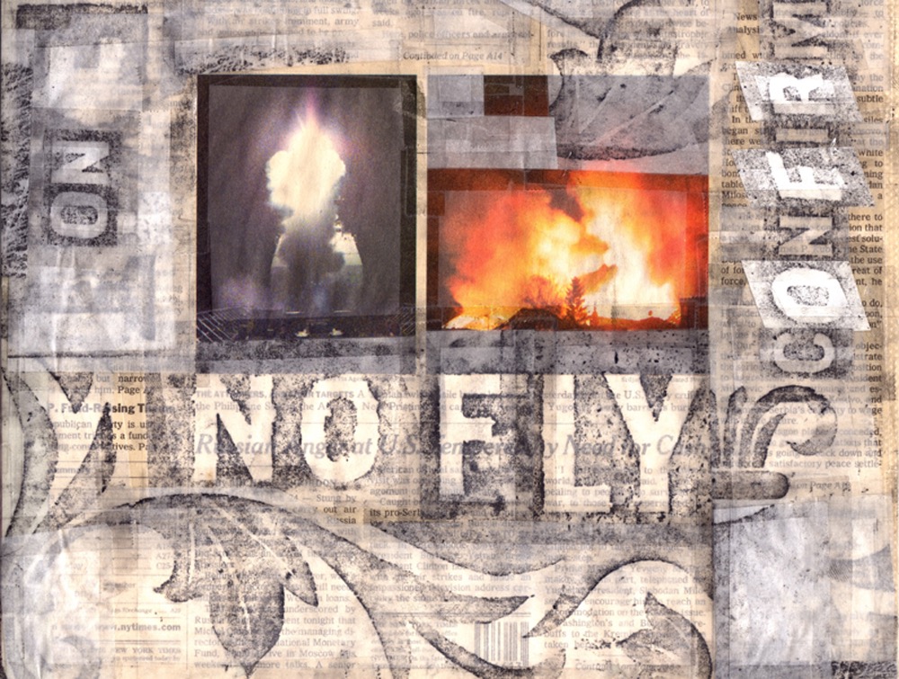 No Fly 1999 8x10 graphite on collage